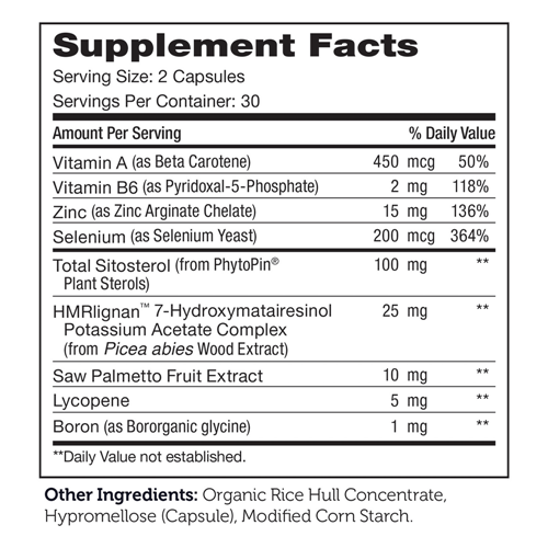 ProstAid+ Supplement Facts Label