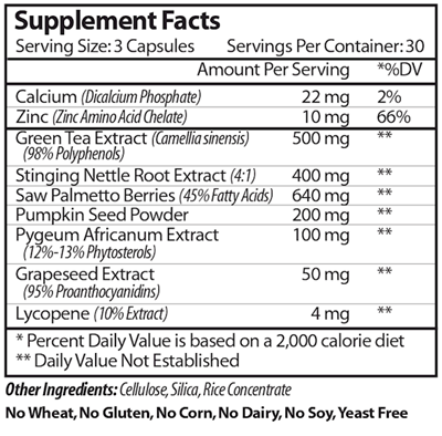 prostashield vinco supplement facts