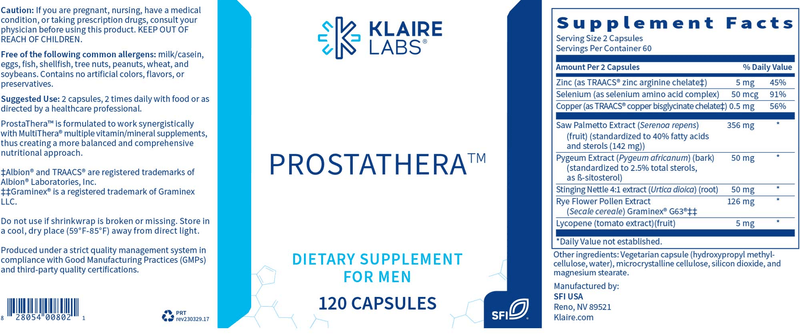 ProstaThera label Klaire Labs