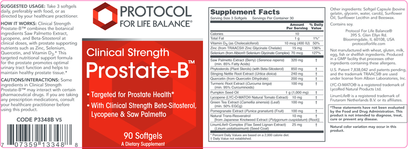 Prostate-B (Protocol for Life Balance) Label