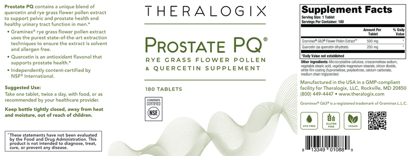 Prostate PQ Pollen Extract Supplement (Theralogix) Label