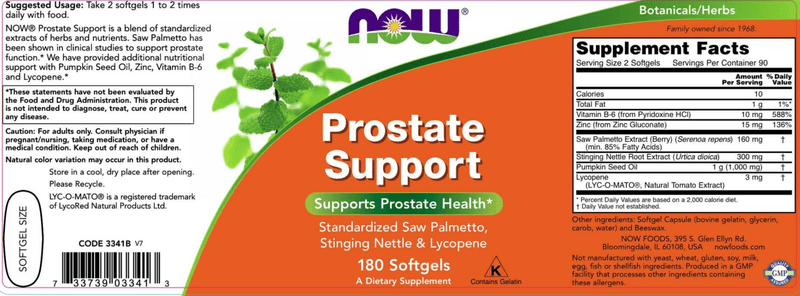 Prostate Support (NOW) Label