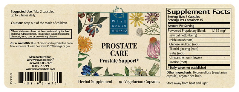 prostate care | psa capsules wise woman herbals label