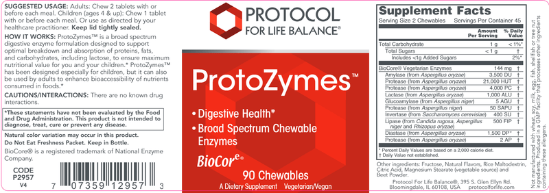 ProtoZymes (Protocol for Life Balance) Label