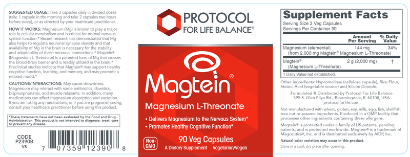 Protosorb Magnesium (Protocol for Life Balance) Label