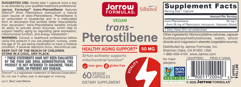 Pterostilbene Jarrow Formulas label