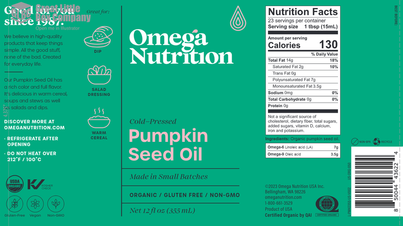 Pumpkin Seed Oil (Omega Nutrition) label