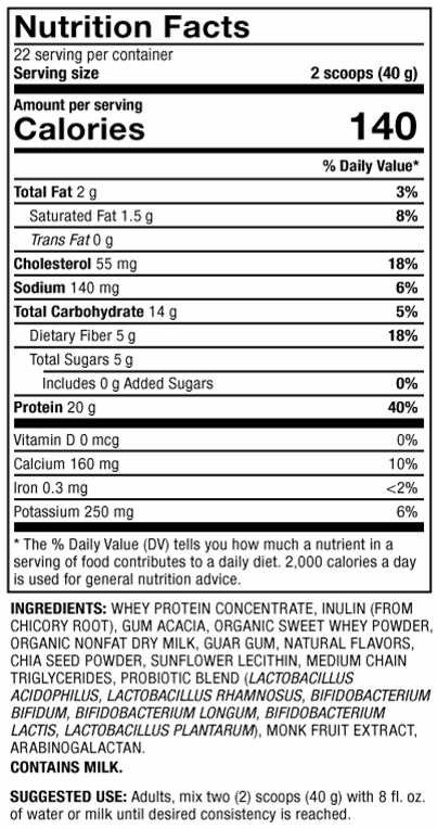 Pure Power Protein Supplement Facts Label