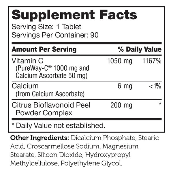 PureWay-C Supplement Facts Label