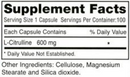 pure l-citrulline 600 mg montiff supplement facts