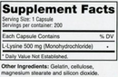 pure l-lysine 500 mg montiff supplement facts