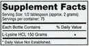 pure l-lysine powder (montiff) supplement facts