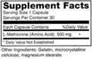 pure l-methionine 500 mg montiff supplement facts