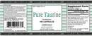 pure taurine 500 mg montiff label