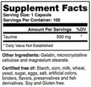 pure taurine 500 mg montiff supplement facts