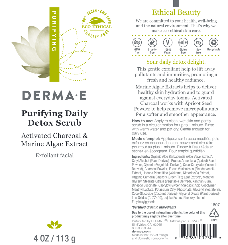 Purifying Daily Detox Scrub (DermaE) label