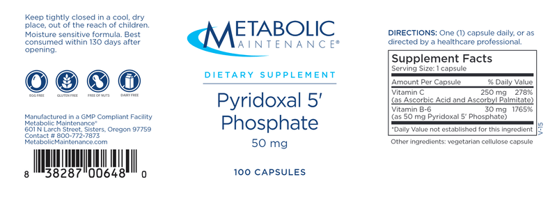 Pyridoxal 5 Phosphate (Metabolic Maintenance) label