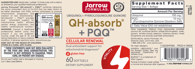 QH-absorb + PQQ Jarrow Formulas label
