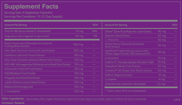 Qualia Night Optimized Sleep Supplement Facts Label