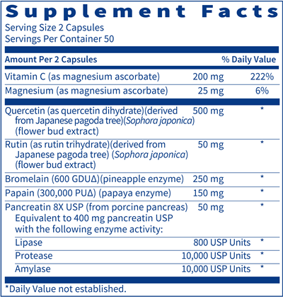 Quercetin-Bromelain Forté (Klaire Labs) Supplement Facts