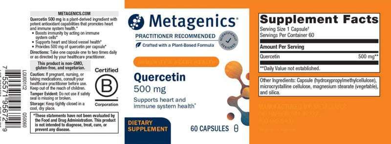 quercetin 500 mg (metagenics) label