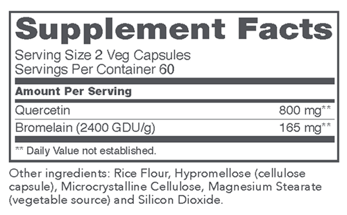 quercetin with bromelain (protocol for life balance) supplement facts
