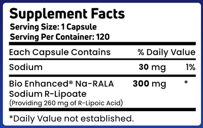 R-Lipoic Acid 300 mg (GeroNova Research) 120ct Supplement Facts