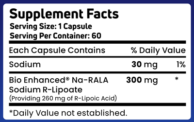 R-Lipoic Acid 300 mg (GeroNova Research) 60ct Supplement Facts