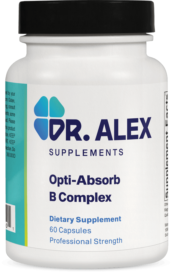 Opti-Absorb B complex Doctor Alex Supplements | methyl folate | methyl b12 | activated b complex | activated b vitamins