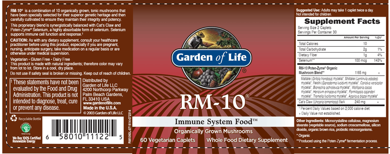 rm-10 garden of life label