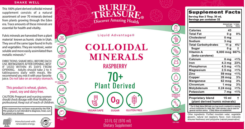 Raspberry Colloidal Trace Minerals (Buried Treasure) Label