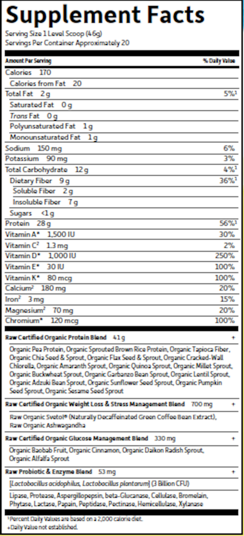 Raw Organic Fit Vanilla (Garden of Life) supplement facft