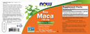 raw maca 750 mg (now foods) label