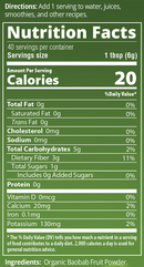 organic baobab fruit powder (metabolic response modifier) nutrition facts
