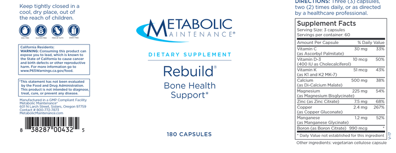 Rebuild (Metabolic Maintenance) label