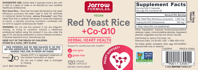 Red Yeast Rice + Co-Q10 Jarrow Formulas label