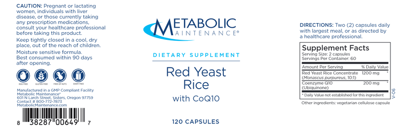 red yeast rice with coq10 (metabolic maintenance) label