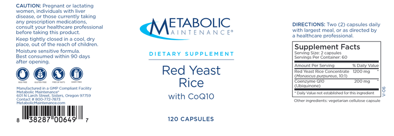 Red Yeast Rice with CoQ10 (Metabolic Maintenance) label