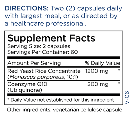 red yeast rice with coq10 (metabolic maintenance) supplement facts