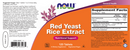 red yeast rice 1200 mg (now foods) label