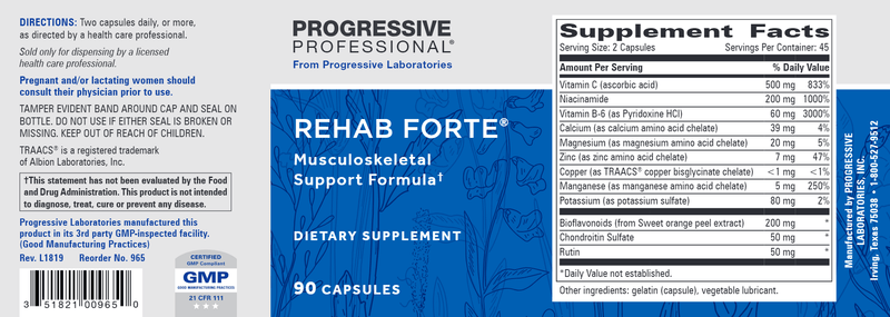 Rehab Forte (Progressive Labs) 90ct Label