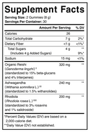 reishi + ashwagandha stress support charlotte's web supplement facts