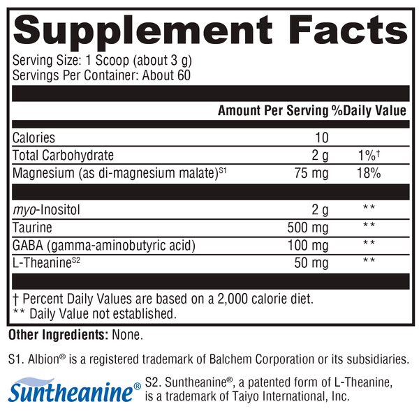RelaxMax® Unflavored Supplement Facts Label