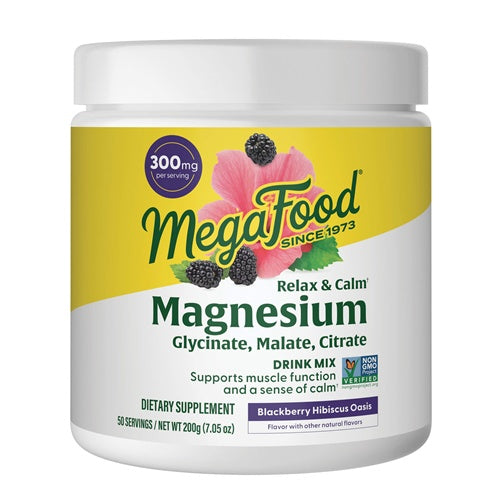 relax + calm magnesium powder-blackberry hibiscus oasis (megafood)