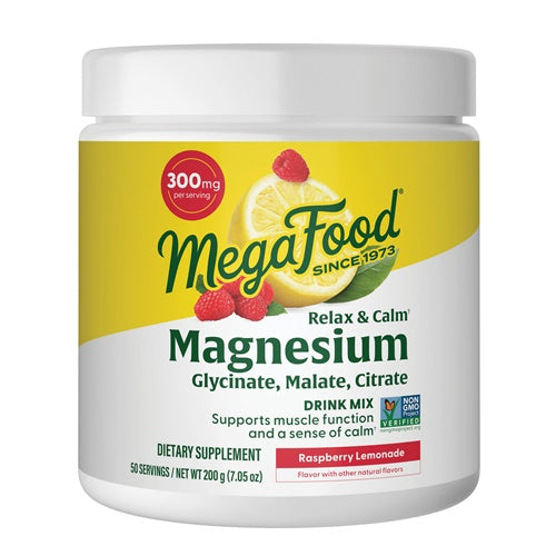 relax + calm magnesium powder-raspberry lemonade (megafood)