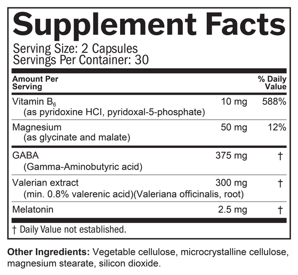 Restful Sleep Supplement Facts Label