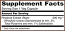 rhodiola 500 mg (now foods) supplement facts