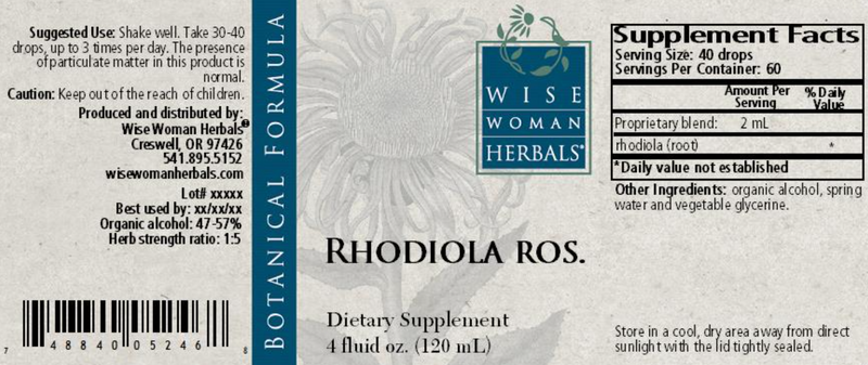 Rhodiola 4oz Wise Woman Herbals products