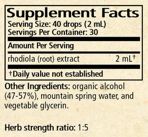 Rhodiola Supplement Facts Label