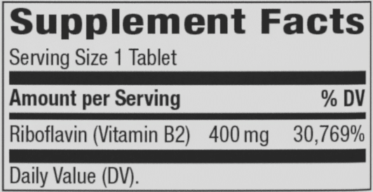 Riboflavin Vitamin B2 30 tabs (Nature's Way) supplement facts